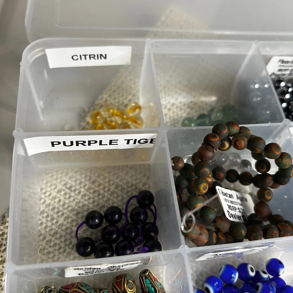 Gemstone Bead Lot Natural Stone Fluorite Quartz Obsidian Amethyst Jewelry Making